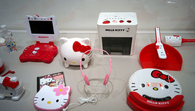 All sorts of random crap with Hello Kitty's face on it. My favorite here is the Hello Kitty paper shredder, for all your adorable document destruction needs. 